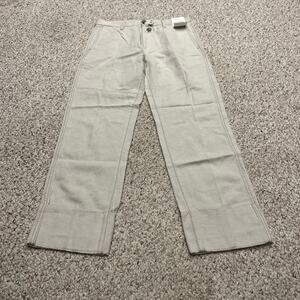 NWT Madewell The Dean Easy Straight Pant Sz 27 Cotton Linen Blend Preppy